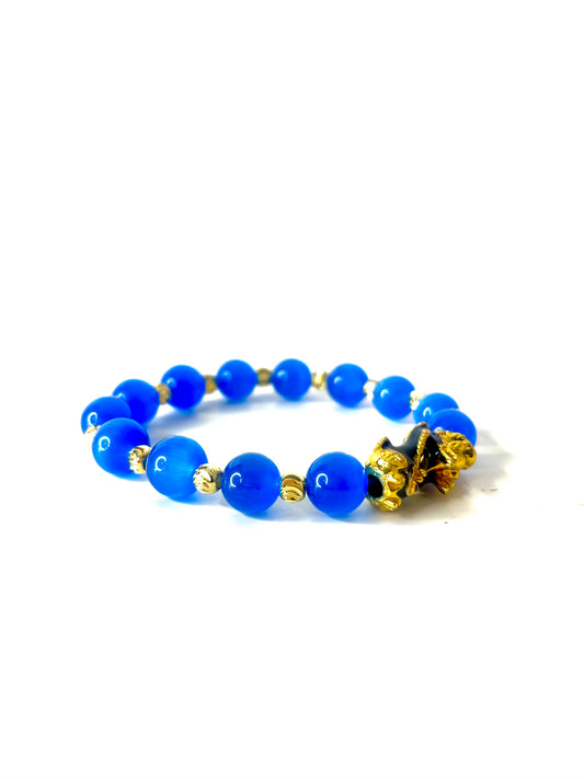 Blue Jade Crystal Power Beaded Bracelet